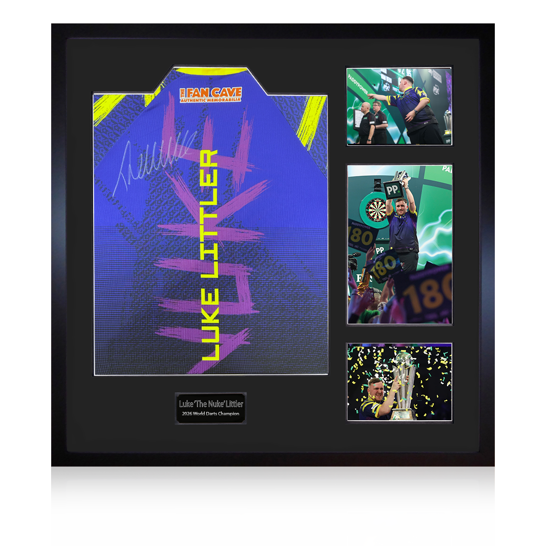 Luke Littler 2026 World Champion Signed Shirt Elite Frame.