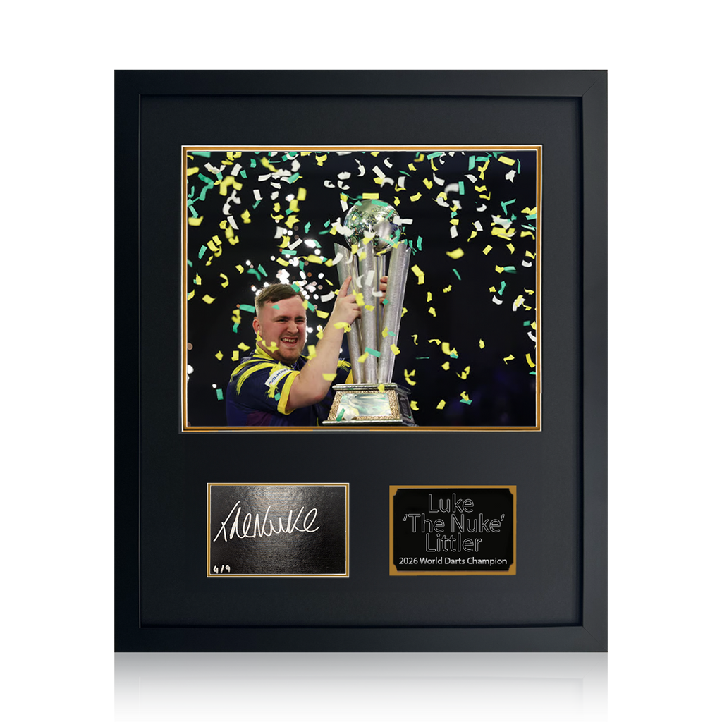 Luke Littler 2026 World Champion Signed Cut 4/9 Compact Frame