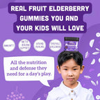Llama Naturals Elderberry Gummies for Kids — Vegan Organic Immune Support with Vitamin C & Zinc (120 Ct)