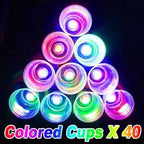LLKMDSS 40 Pcs Glowing Party Cups – 16oz LED Light Up, 40-Pack with Waterproof Stickers