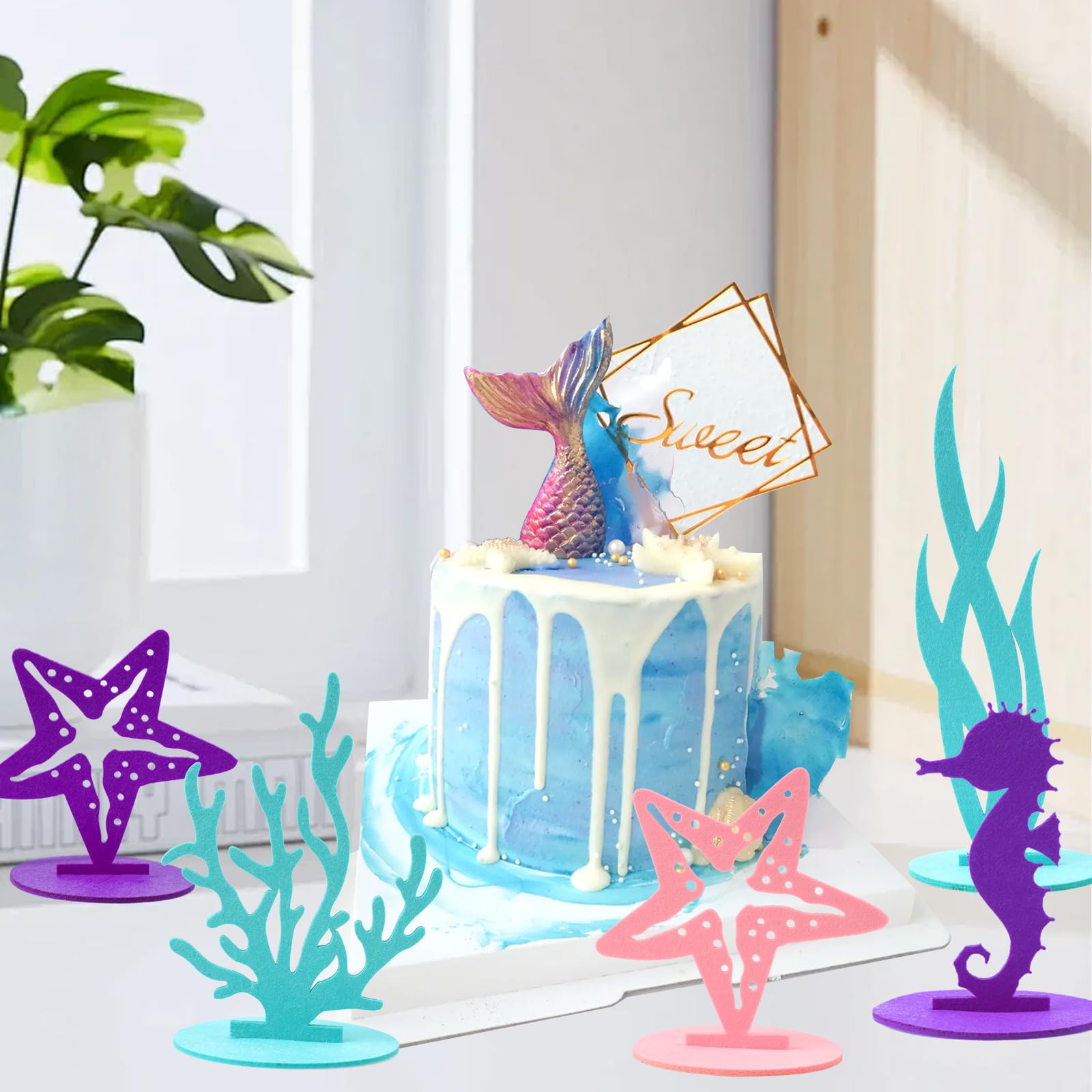 LLMSIX 11-Piece Mermaid Table Decorations | Ocean Centerpieces for Parties