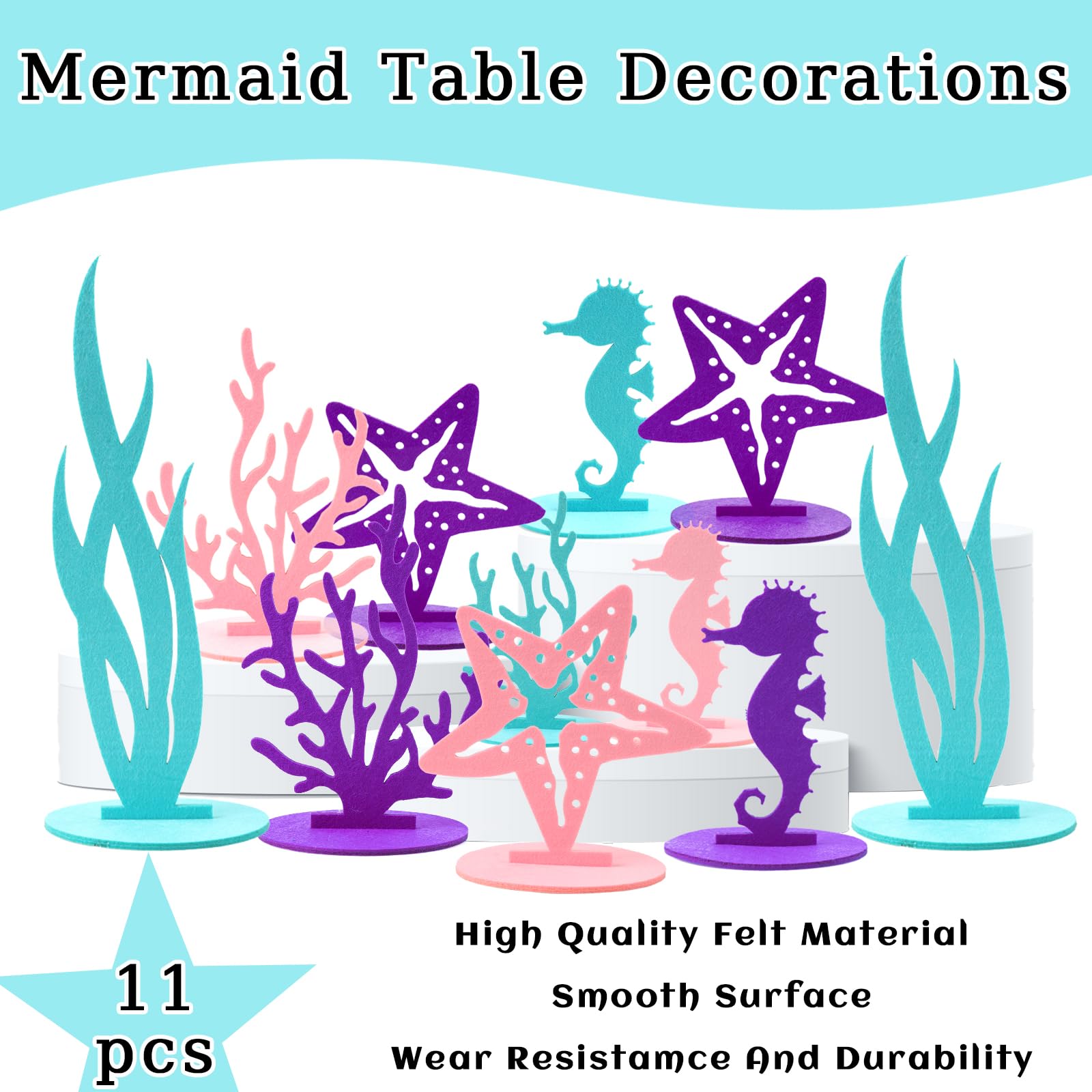LLMSIX 11-Piece Mermaid Table Decorations | Ocean Centerpieces for Parties