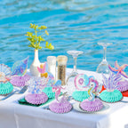 Loghohu 9PCS Mermaid Theme Party Decorations | 3D Honeycomb Centerpieces for Under-the-Sea Parties