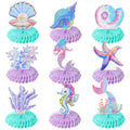 Loghohu 9PCS Mermaid Theme Party Decorations | 3D Honeycomb Centerpieces for Under-the-Sea Parties