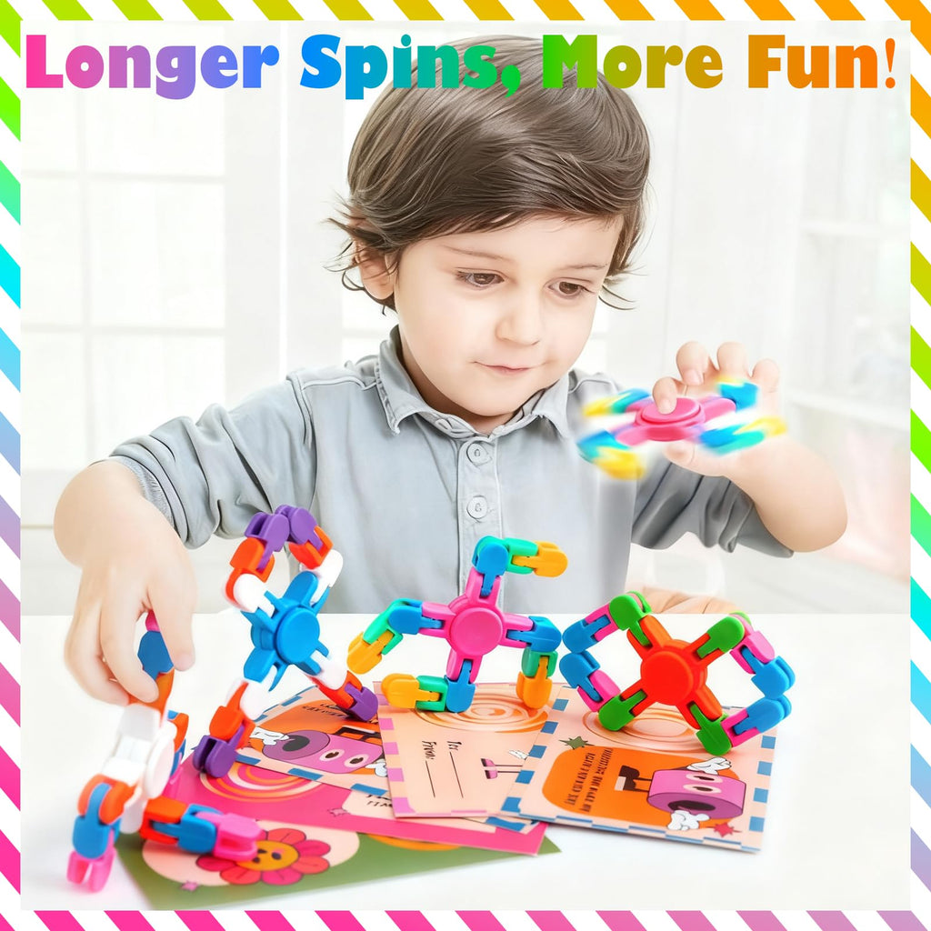 Lohhbve 28 Packs Transformable Fidget Spinners with Greeting Cards – Kids Party Favors