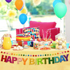 LOLStar Happy Birthday Banner – Rainbow Felt Ball Garland, Reusable Pre-Strung Party Decor