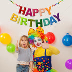 LOLStar Happy Birthday Banner – Rainbow Felt Ball Garland, Reusable Pre-Strung Party Decor