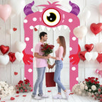Lonfliness Valentines Monster Door Banner – Pink Monster Porch Decor for Indoor and Outdoor Valentines Day