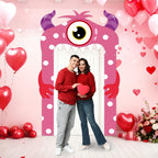 Lonfliness Valentines Monster Door Banner – Pink Monster Porch Decor for Indoor and Outdoor Valentines Day