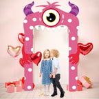 Lonfliness Valentines Monster Door Banner – Pink Monster Porch Decor for Indoor and Outdoor Valentines Day