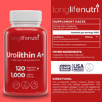 LongLifeNutri Urolithin A+ 1000mg – Advanced Formula, 2-Month Supply, Organic, USA Made