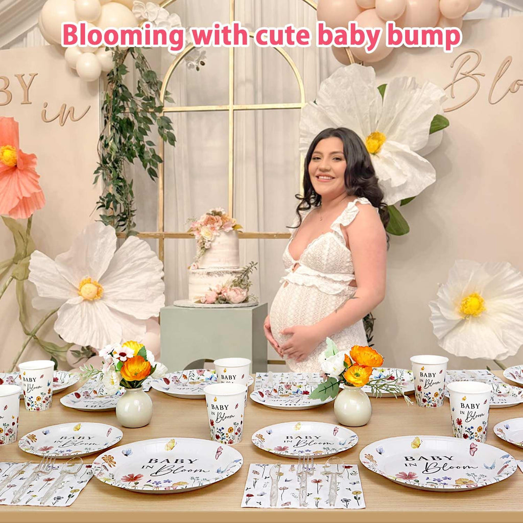 Lopeastar 175Pcs Spring Baby In Bloom Decorations – All-in-One Plates, Napkins, Cups & Cutlery for 25 Guests