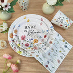Lopeastar 175Pcs Spring Baby In Bloom Decorations – All-in-One Plates, Napkins, Cups & Cutlery for 25 Guests