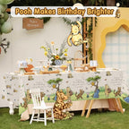 Lopeastar 3Pcs Classic Winnie Bear Tablecloths - Neutral 54x108in Disposable Pooh Baby Shower Decor