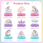 Lopeastar 9-Piece Unicorn Birthday Centerpieces – Rainbow Pastel Table Decorations