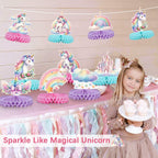 Lopeastar 9-Piece Unicorn Birthday Centerpieces – Rainbow Pastel Table Decorations