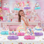 Lopeastar 9-Piece Unicorn Birthday Centerpieces – Rainbow Pastel Table Decorations