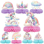 Lopeastar 9-Piece Unicorn Birthday Centerpieces – Rainbow Pastel Table Decorations