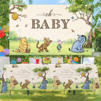 Lopeastar 3Pcs Classic Winnie Bear Tablecloths - Neutral 54x108in Disposable Pooh Baby Shower Decor