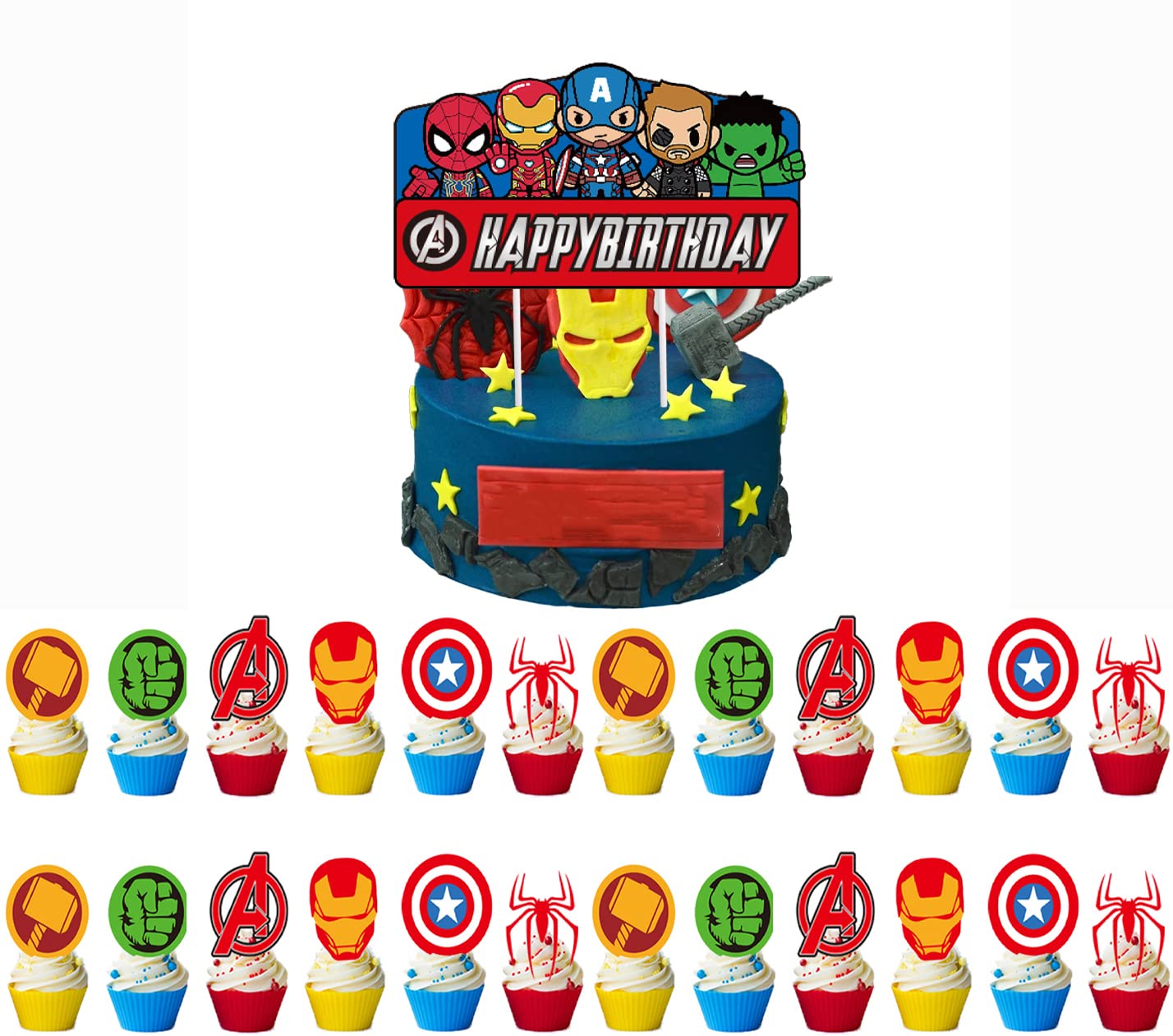 Losede 25Pcs Cake Toppers – Birthday Party Decorations (Style 4)