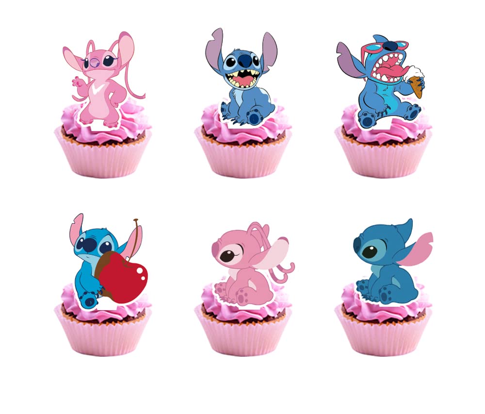 Losede 24Pcs Cartoon Cake Toppers – Style 2 | Cupcake Decorations for Kids Birthday Parties