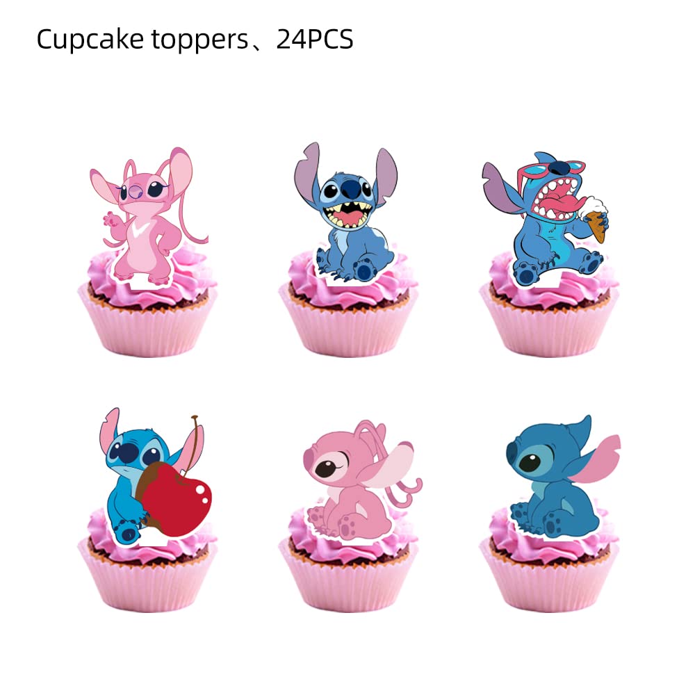 Losede 24Pcs Cartoon Cake Toppers – Style 2 | Cupcake Decorations for Kids Birthday Parties