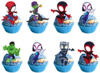 Losede 24PCS Cartoon Cake Toppers – Cupcake & Birthday Party Decorations (Style 3)