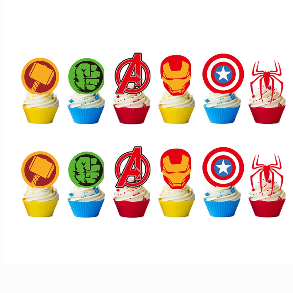 Losede 24Pcs Cartoon Cake Toppers – Fun Cupcake Decorations for Kids