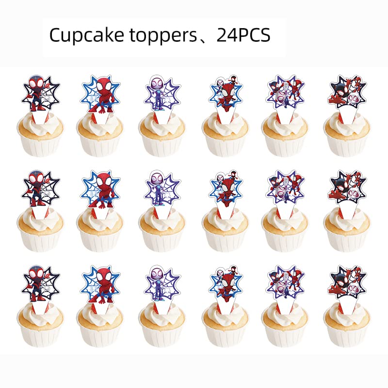 Losede 24-Pcs Cartoon Cake Toppers – Cupcake & Cake Decor (Style 7)