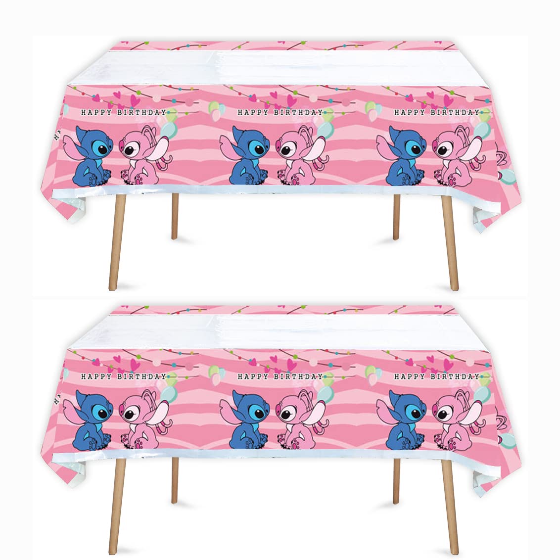 Losede 2pcs Pink Birthday Tablecloths – 70x42 in Table Cover Set for Party Decor