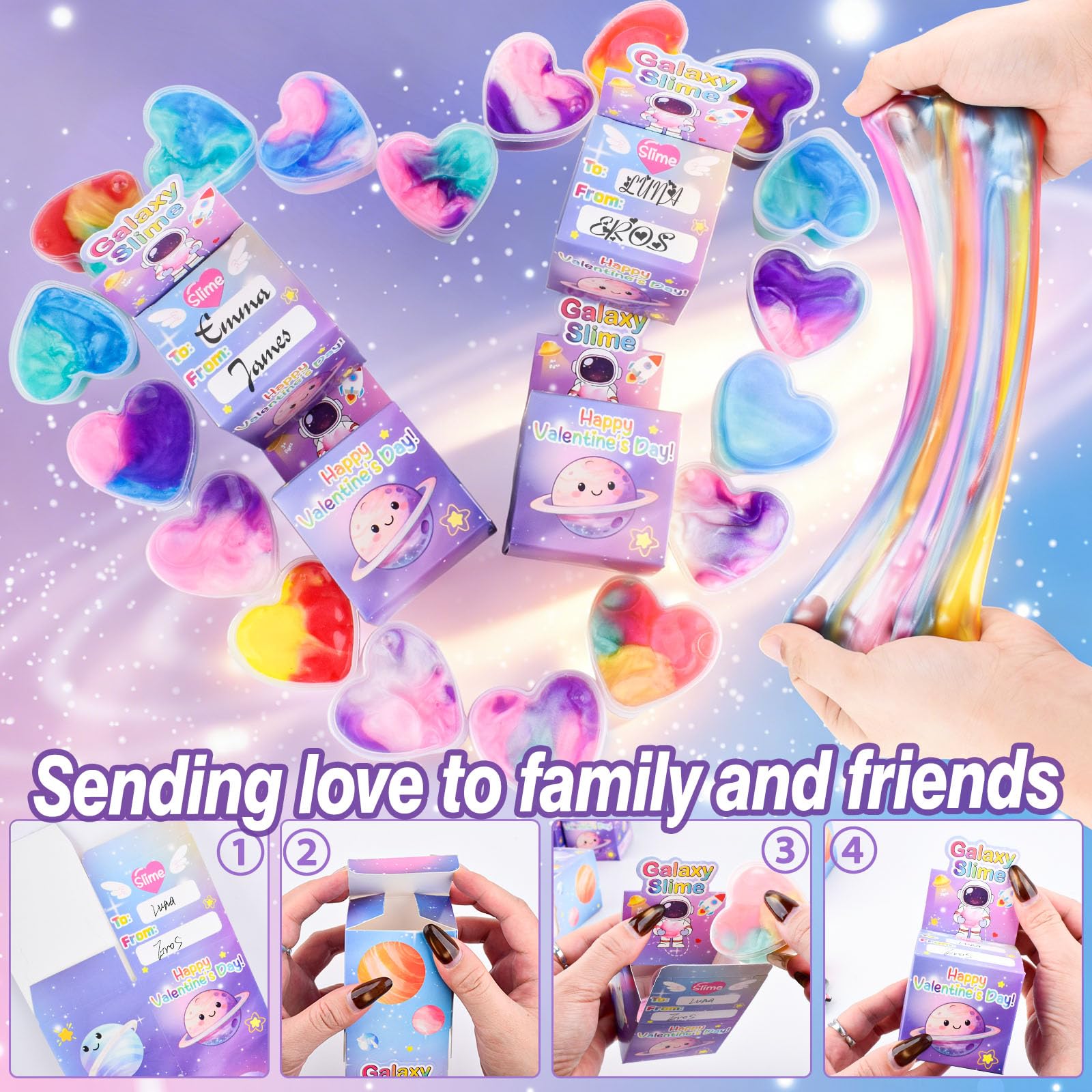 Louseadon 28-Pack Galaxy Slime Valentines Gifts for Kids — Classroom Exchange Prizes & Party Favors