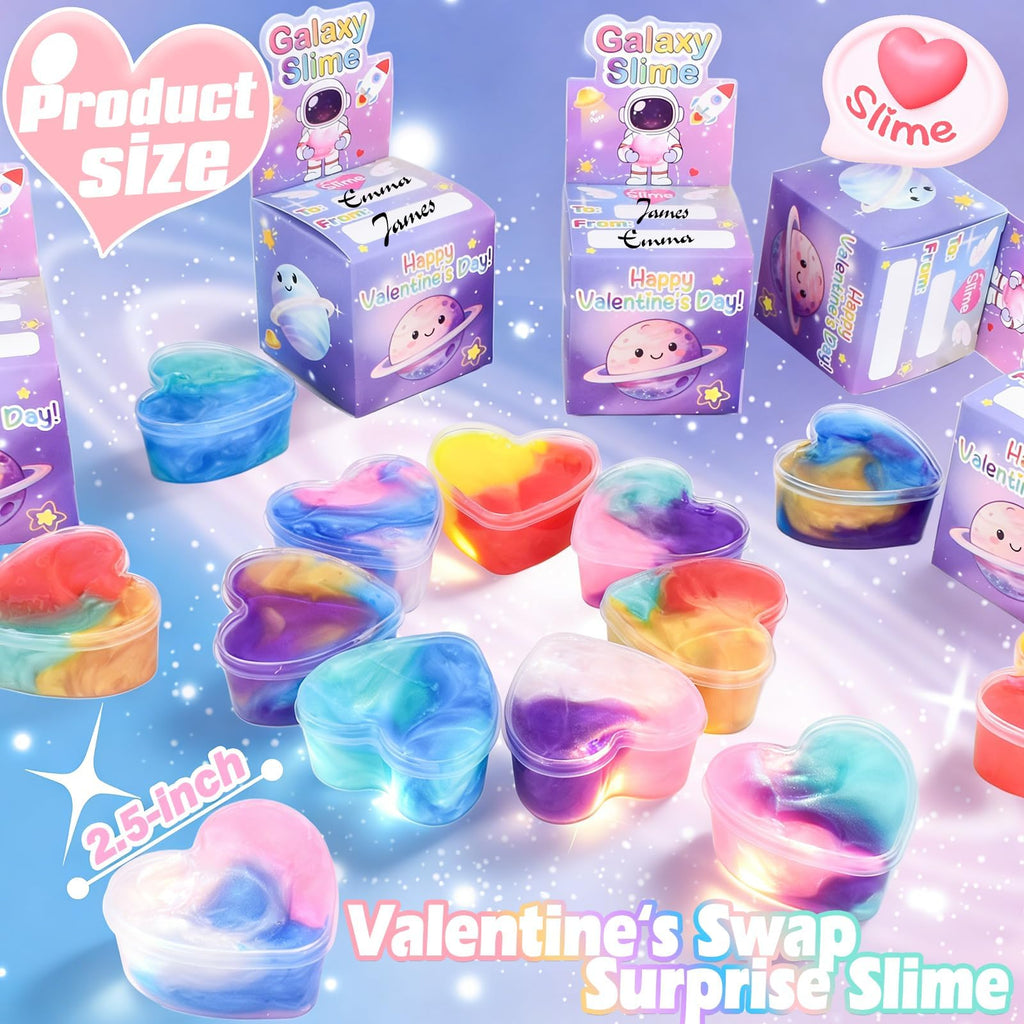 Louseadon 28-Pack Galaxy Slime Valentines Gifts for Kids — Classroom Exchange Prizes & Party Favors