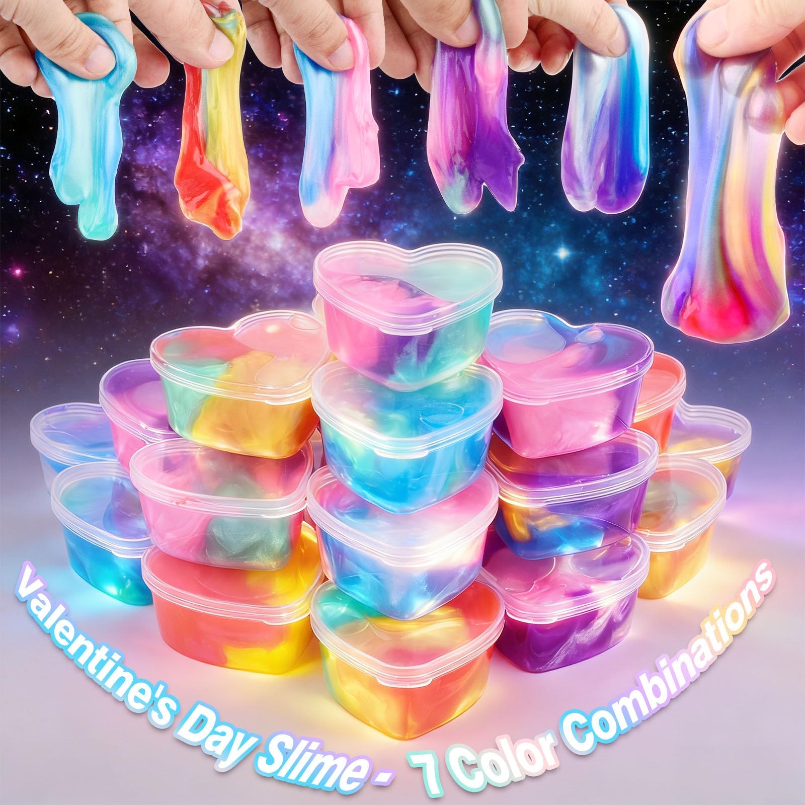 Louseadon 28-Pack Galaxy Slime Valentines Gifts for Kids — Classroom Exchange Prizes & Party Favors