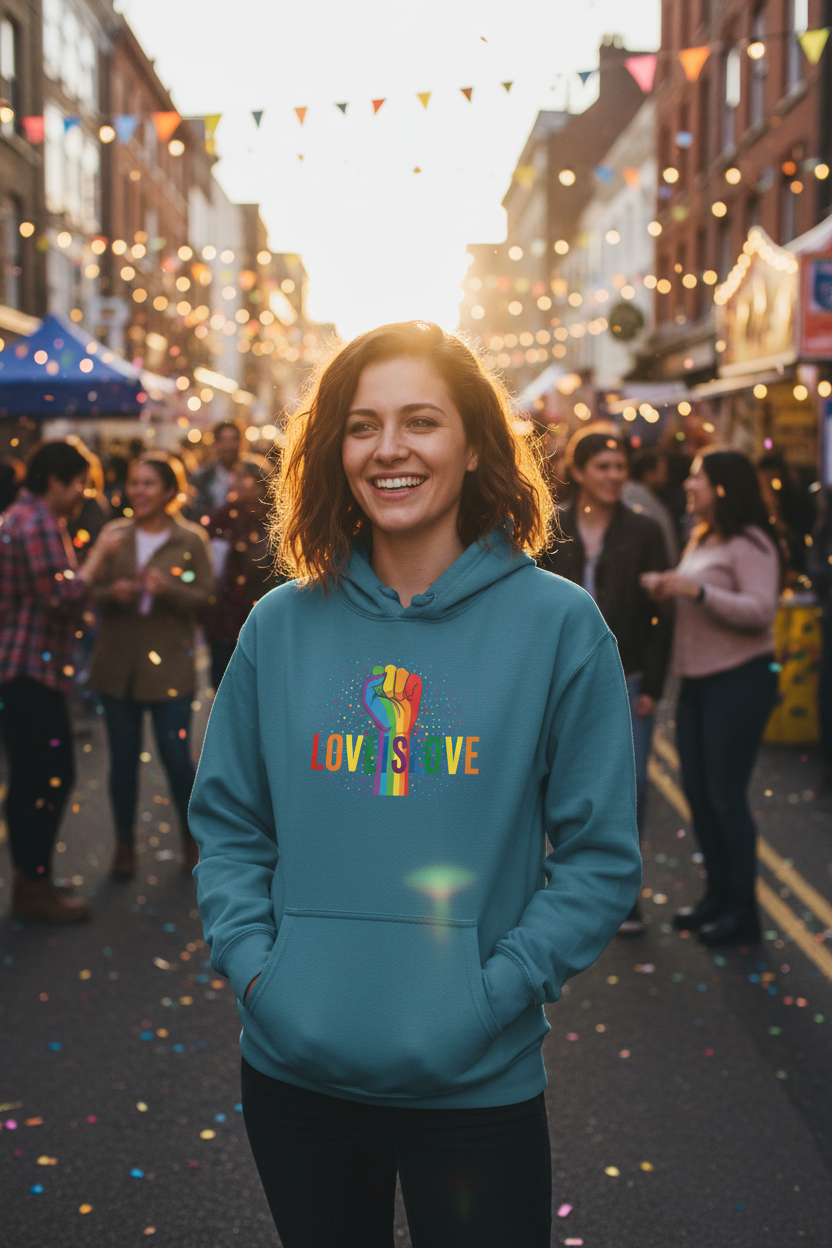 MEHZO LOVE IS LOVE Recycled Polyester Unisex Pullover Hoodie | Econscious EC5500