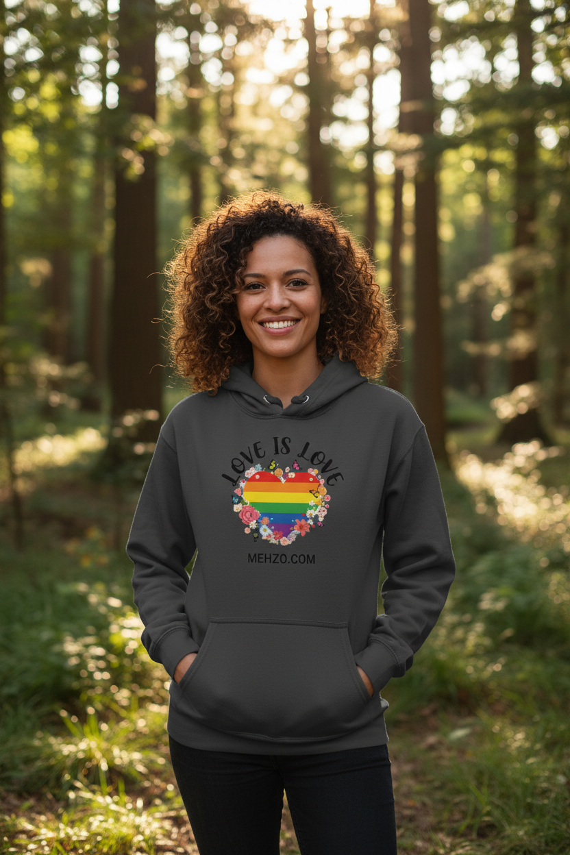 MEHZO LOVE IS LOVE Recycled Polyester Unisex Pullover Hoodie | Econscious EC5500