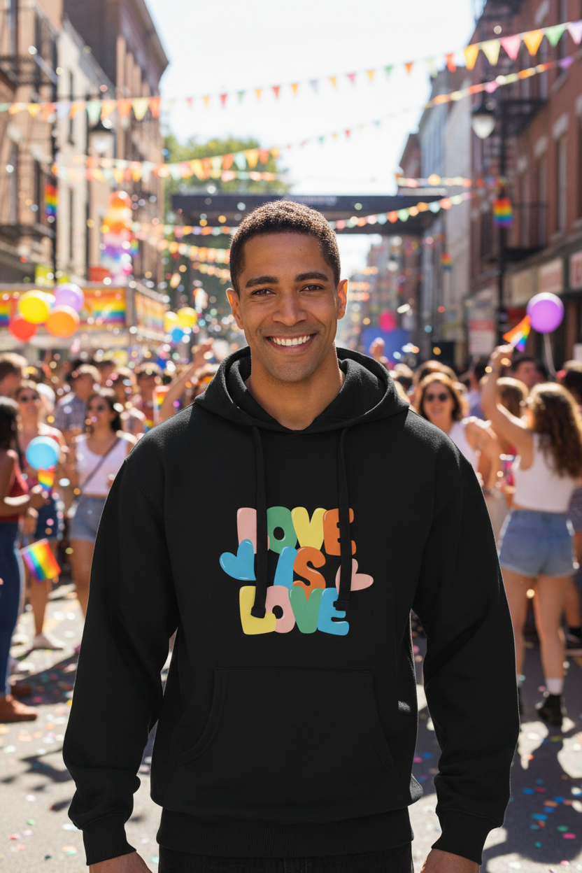 MEHZO LOVE IS LOVE Recycled Polyester Unisex Pullover Hoodie | Econscious EC5500
