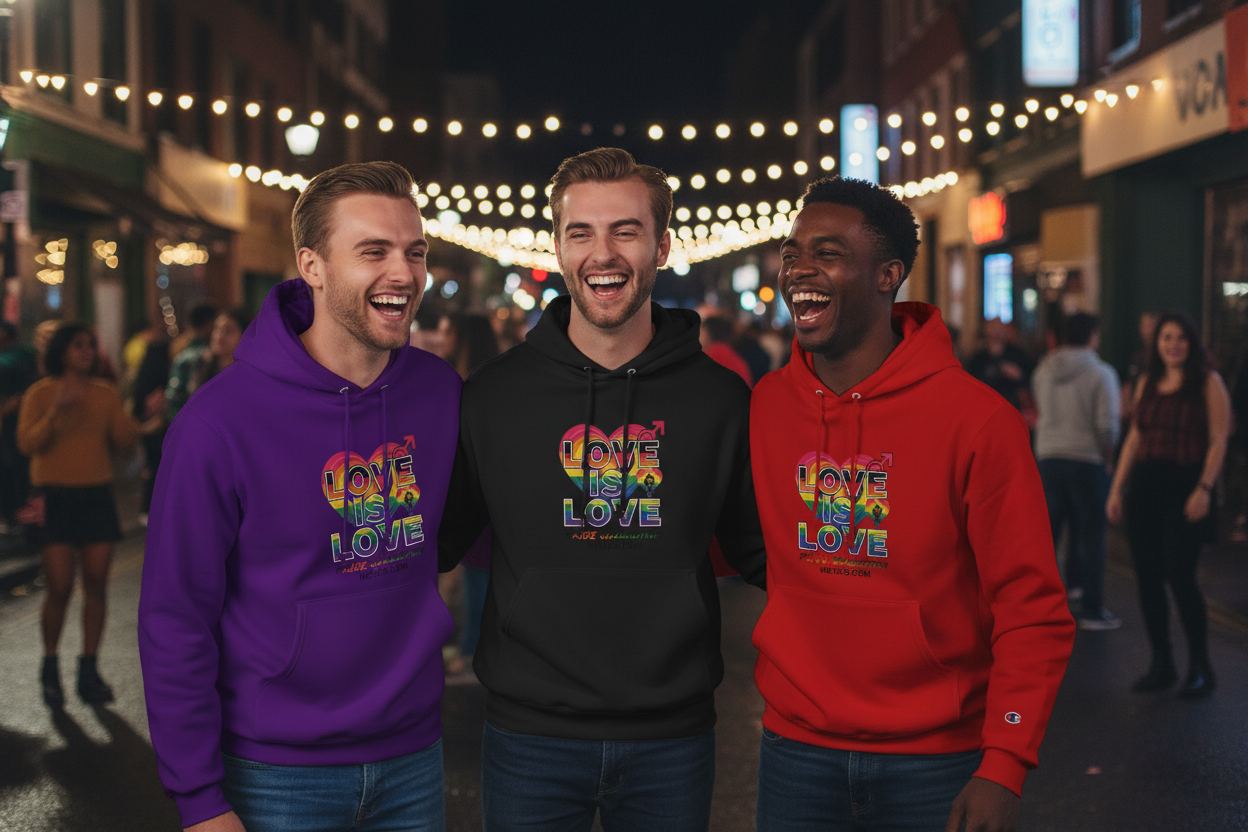 MEHZO LOVE IS LOVE Recycled polyester Unisex Pullover Hoodie | Champion S1051