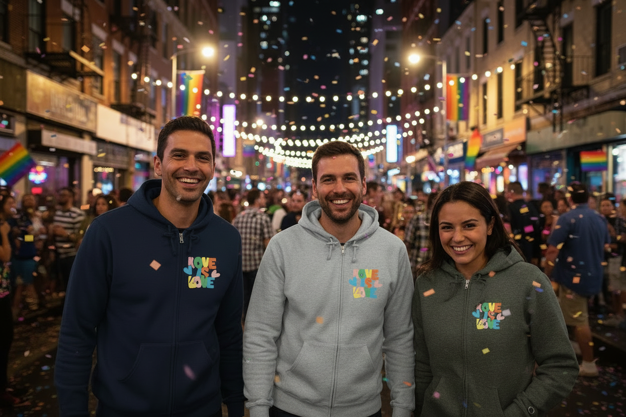 MEHZO LOVE IS LOVE Unisex Powerblend Zip Hoodie | Champion S800