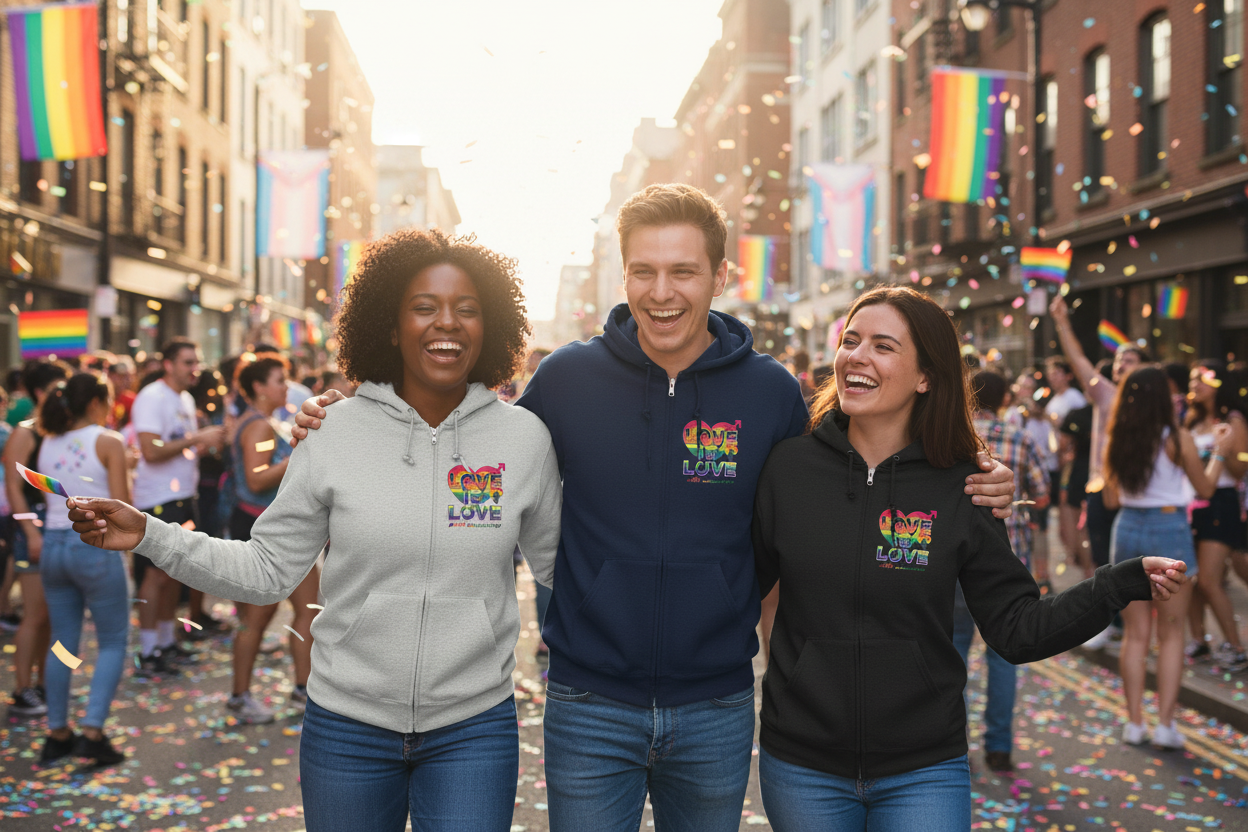 MEHZO LOVE IS LOVE Unisex Powerblend Zip Hoodie | Champion S800