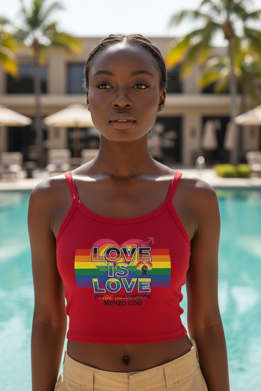MEHZO LOVE IS LOVE Women's Micro Ribbed Scoop Tank | Bella + Canvas 1012BE