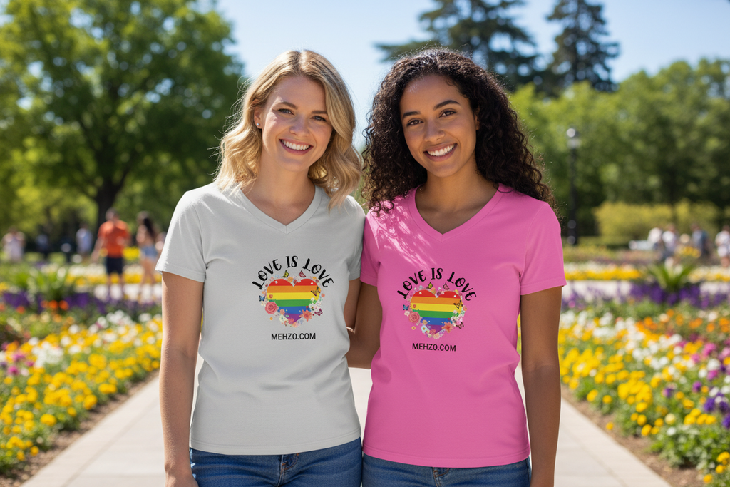 MEHZO LOVE IS LOVE Women’s Performance V-Neck T-Shirt | Team 365 TT11W