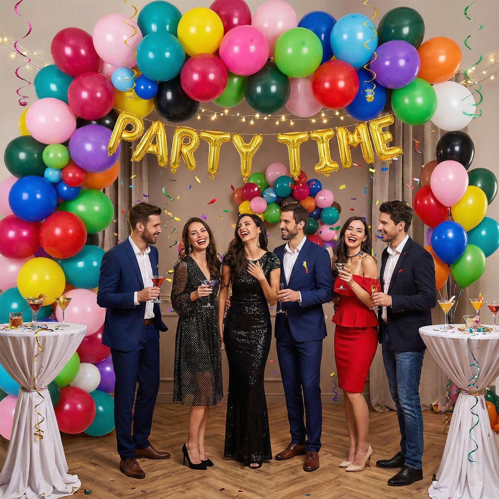 LovesTown 110PCS Rainbow Balloons - 12" Assorted Color Latex Balloons for Party Decor