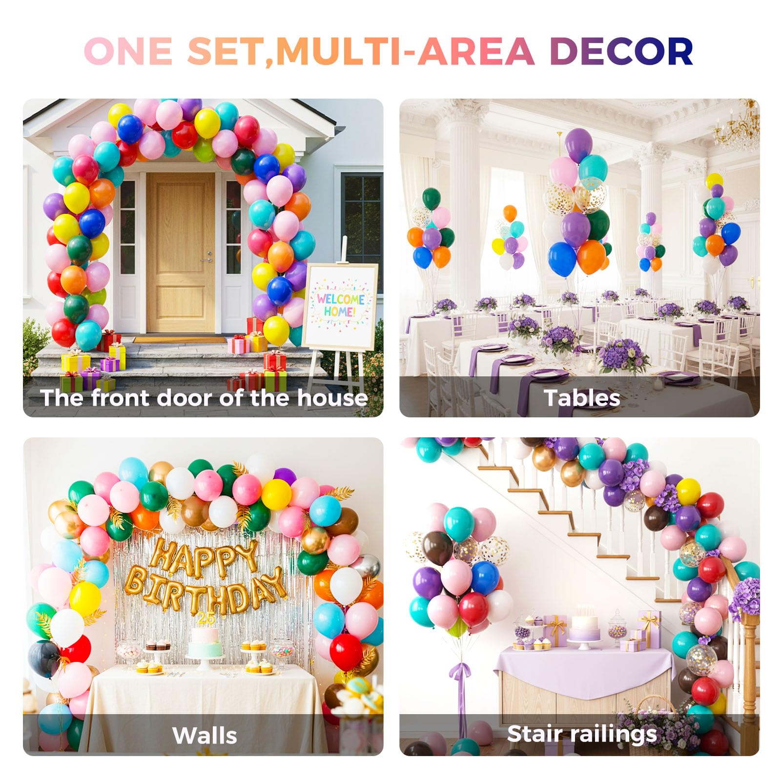LovesTown 110PCS Rainbow Balloons - 12" Assorted Color Latex Balloons for Party Decor