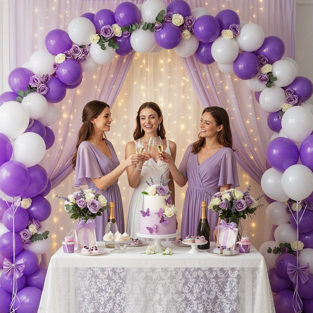 LovesTown 110PCS Purple Balloons – 12-Inch Latex Party Arch & Garland Set