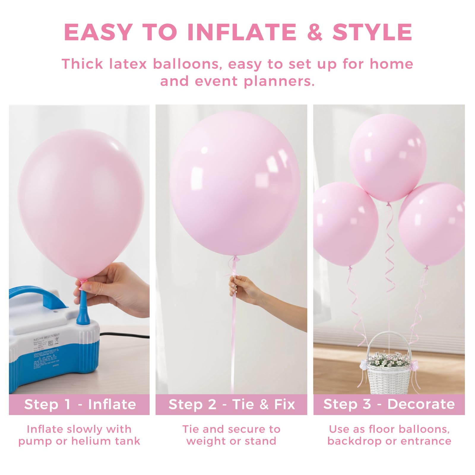 LovesTown 15 PCS Pastel Pink Balloons (18in) - Light Pink Latex Garland Arch Kit for Baby Showers & Birthdays