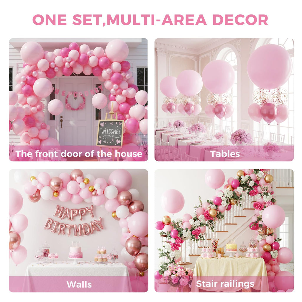 LovesTown 15 PCS Pastel Pink Balloons (18in) - Light Pink Latex Garland Arch Kit for Baby Showers & Birthdays