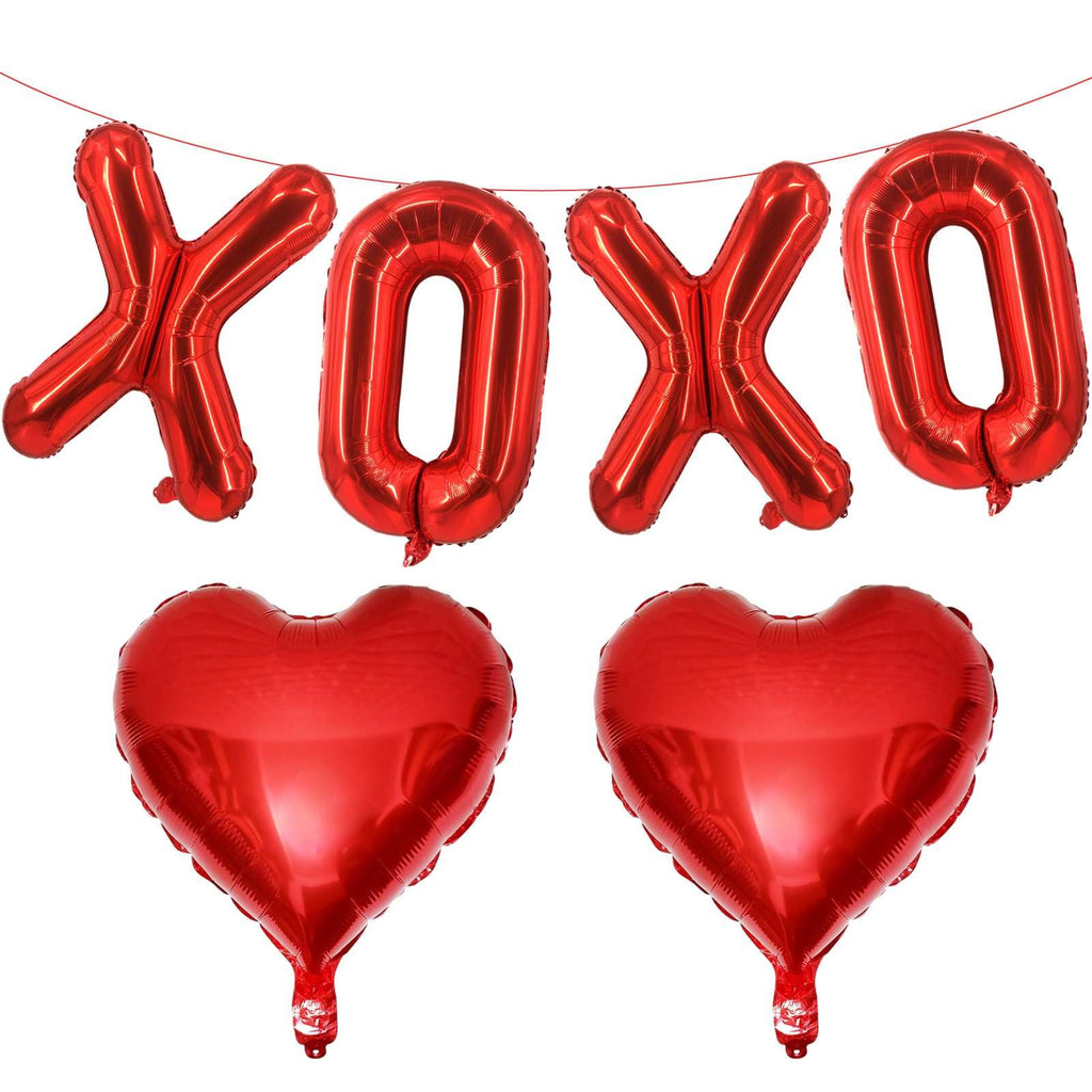 Lovoir 16-Inch Red XOXO Heart Balloons – 6 Pcs Valentine’s Day Decor