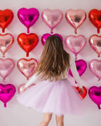 Lovoir 12 Pcs Red Heart Foil Mylar Balloons – 18in Valentine’s Day Romantic Decor (Red, Pearl Pink & Hot Pink)