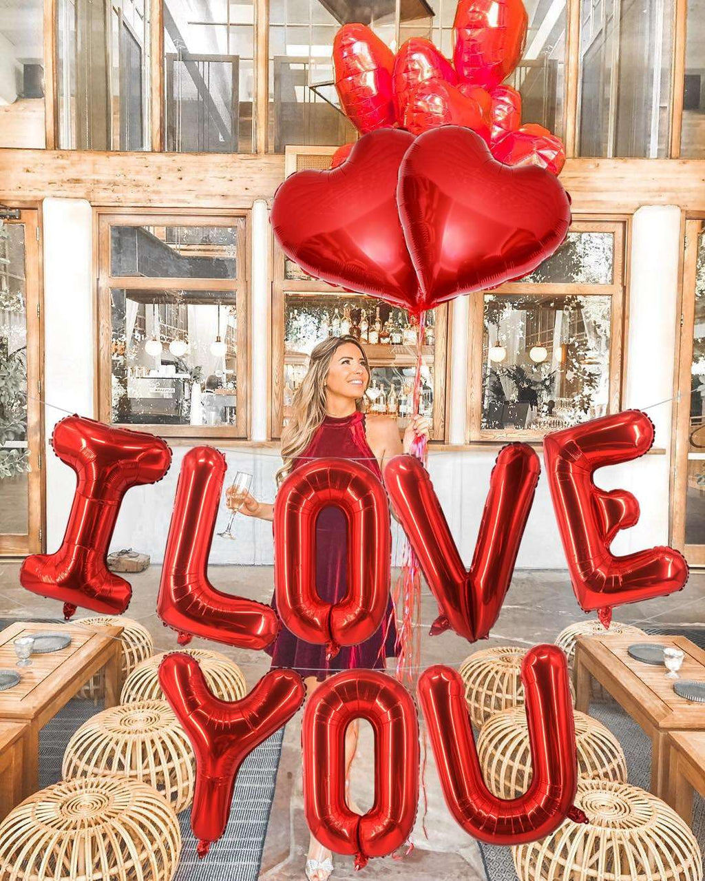 Lovoir 16-Inch Red I LOVE YOU Balloons – 10 Pcs, Valentine’s Day Banner for Weddings & Parties