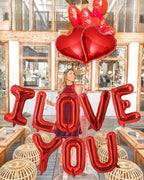Lovoir 16-Inch Red I LOVE YOU Balloons – 10 Pcs, Valentine’s Day Banner for Weddings & Parties